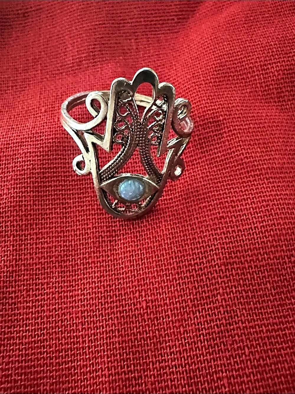 Sterling Silver Hamsa ring with Opal